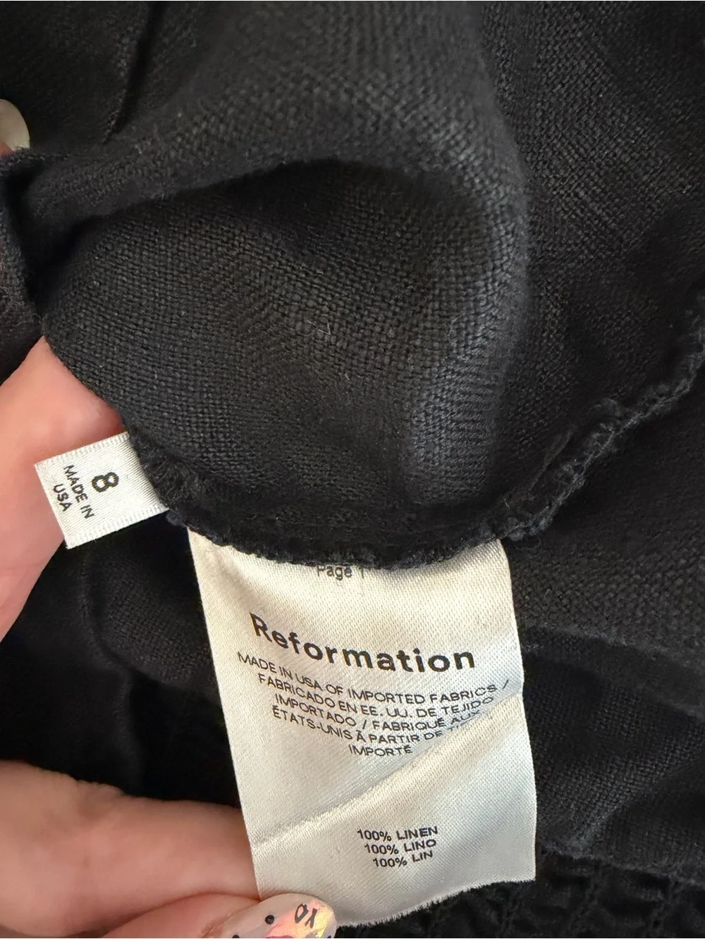 Reformation Yucca Linen Square Neck Blouse Black Size 8